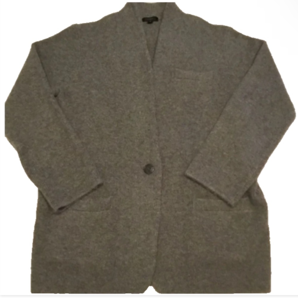 J. CREW Soft OVERSIZED Wool Blend GRAY Cocoon Relaxed Cardigan Sweater M